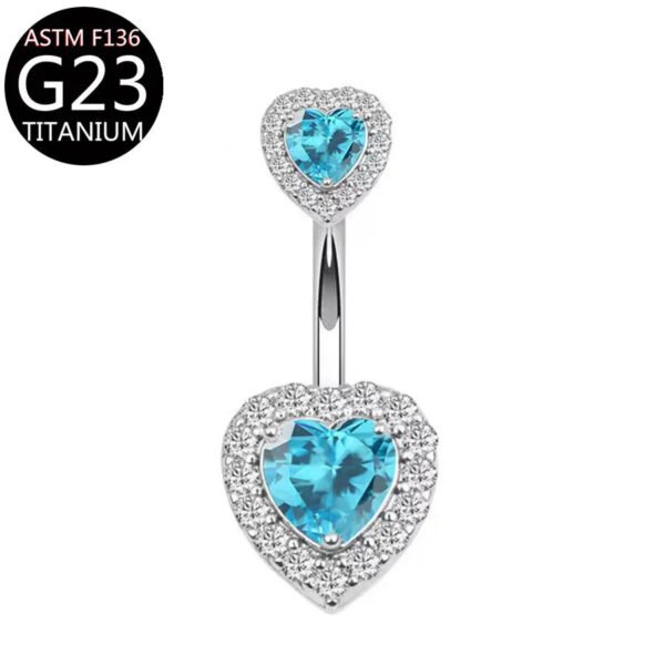 Implant Grade Titanium Flower Heart Dangly Belly Bar – Dainty Zirconia Navel Piercing, Hypoallergenic & Stylish