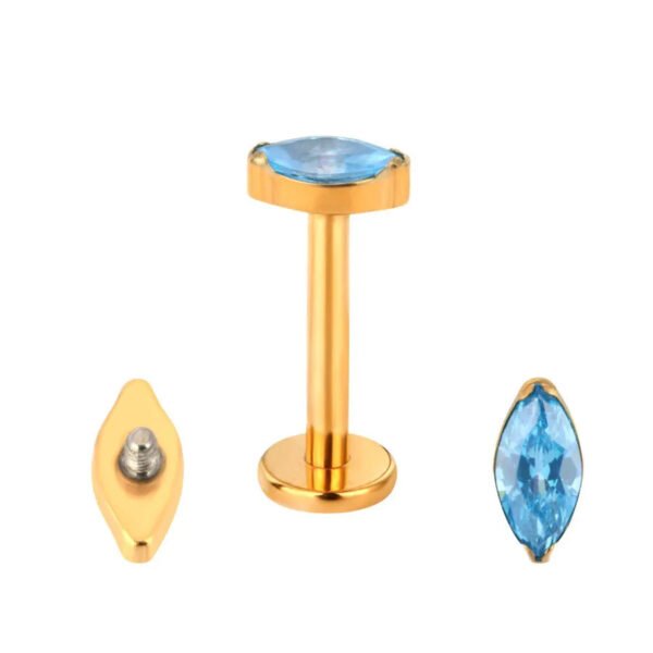 G23 Titanium Horse Ear, Cartridge, Lip, Stud, Geometric, Dainty, Zirconia, Colourful, Simple, Elegant, Vertical Labret, Internal Screw,