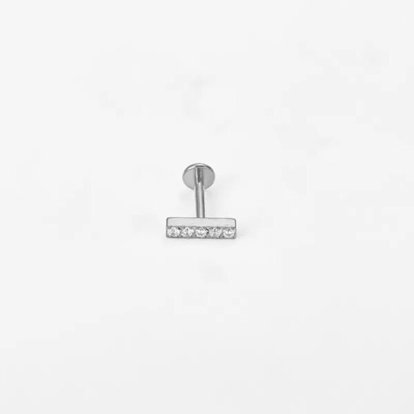 F136 Titanium Alloy Square Colorful Zirconia Pendant Exquisite Ear Bone Studs Piercing Jewelry Factory Geometric Pattern Unisex