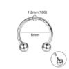 Titanium Alloy Inner Threaded Double Ball C Bar Lip Ring Horse Hoof Ear Bone Ring Lip Ring Fashionable Piercing Jewelry For Men And Women