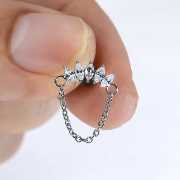 F136 Titanium Alloy, Flat back, Ear, Stud, Dangle, Chain, Earring, Helix, Internal Thread.