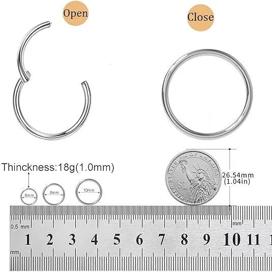 Titanium G23 Seamless Closure Piercing Hoops Fashionable Unisex Polished Finish Circular Pattern Ear Nose Lip Rings Jewelry