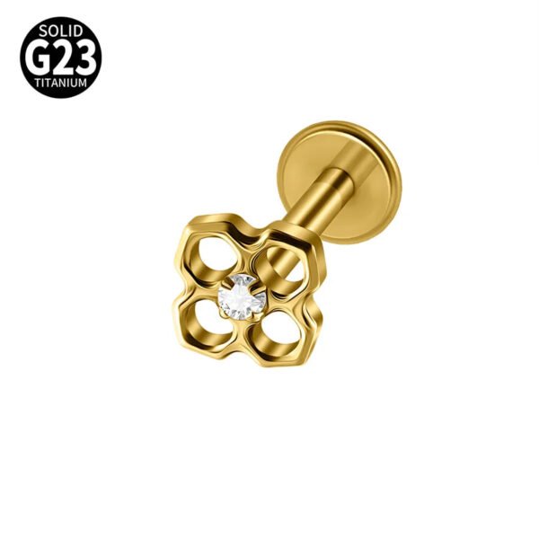 G23 Titanium Trendy Tulip Gold Steel Color Flat Back Pierced Earrings Butterfly Windmill Inlaid Zircon Elegant Romantic Jewelry Lip Stud Earrings