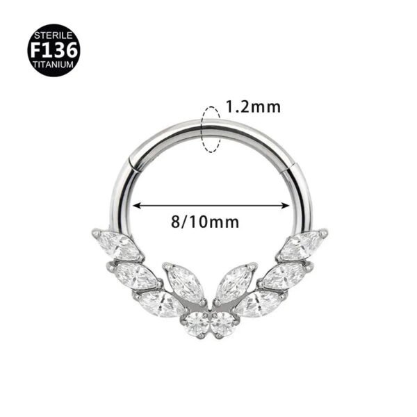 Titanium Alloy F136 Nose Ring Ear Cuff Piercing Jewelry Golden Butterfly Wings Crown Design Sparkling Unisex Geometric Pattern