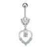 G23 Titanium, Belly Bar, White Gold Plated, Heart, Flower, Butterfly, Dangle, Navel, Barbell, Elegant, Banana Bar