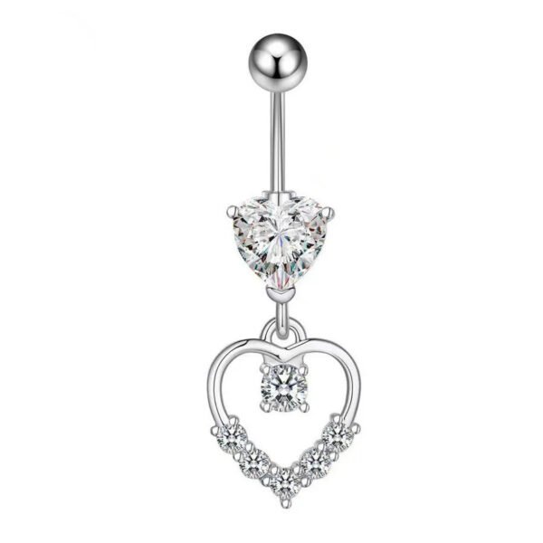 G23 Titanium, Belly Bar, White Gold Plated, Heart, Flower, Butterfly, Dangle, Navel, Barbell, Elegant, Banana Bar