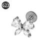G23 Titanium Trendy Tulip Gold Steel Color Flat Back Pierced Earrings Butterfly Windmill Inlaid Zircon Elegant Romantic Jewelry Lip Stud Earrings