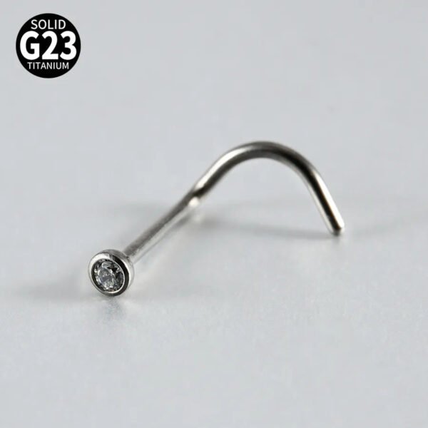 G23 Titanium, Screw, S Shape, Nose, Stud, Ring, Inlay Opal, Zircon, Colourful.