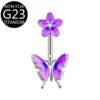 Implant Grade Titanium Flower Heart Dangly Belly Bar – Dainty Zirconia Navel Piercing, Hypoallergenic & Stylish