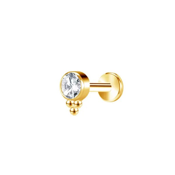 New G23 Titanium Waterdrop Lip Stud Earrings Flat Bottom Inner Spiral Piercing Bone Studs Zircon Embedded Luxury Heart Ear Jewelry