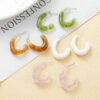 1pair Fresh Resin C-shaped Earrings Set Multi-color Design Daily Commuting Style Eye-catching Ear Accessories