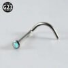 G23 Titanium, Screw, S Shape, Nose, Stud, Ring, Inlay Opal, Zircon, Colourful.