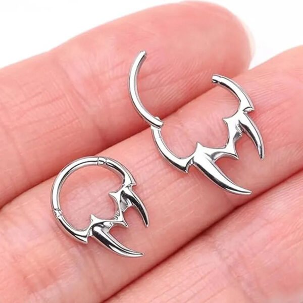 Titanium Alloy Zircon Moon Ring Ear Bone Ring Piercing Seamless Hoop Unisex Tooth Shaped Nose Ring Earring For Wedding Birthday Party Festival