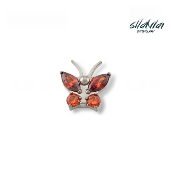 Butterfly Antenna Titanium Ear Cuff Embedded 5A Zircon Lip Stud G23 Titanium Alloy Body Piercing Jewelry Ear Bone Stud Unisex