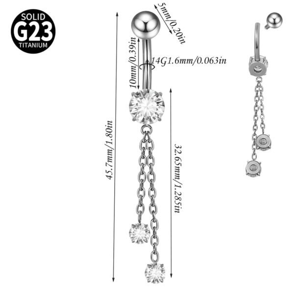 1 Piece Belly Rings Casual Cute Hawaiian Round G23 Titanium Zircon Polishing Plating Zircon PVD Coated 18K Gold Plated Belly Rings