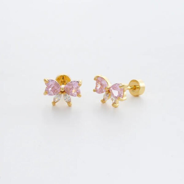 Trendy Women's High-End Gold Plated Titanium Steel Screw Back Earrings Pearl Colorful Diamond Butterfly Ear Studs Ins Style
