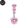 Implant Grade Titanium Flower Heart Dangly Belly Bar – Dainty Zirconia Navel Piercing, Hypoallergenic & Stylish