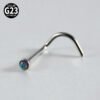 G23 Titanium, Screw, S Shape, Nose, Stud, Ring, Inlay Opal, Zircon, Colourful.