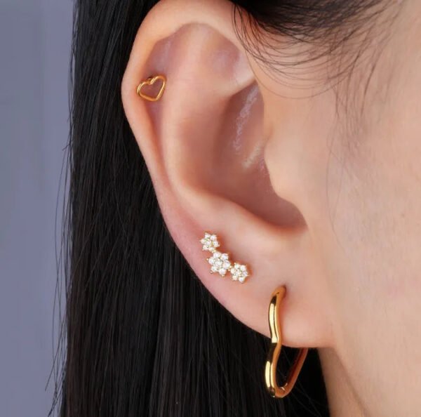 Versatile Fashion High-End Simple Everyday Versatile Light Luxury Metallic Titanium Steel Vacuum Electroplated (Furnace) Star Heart-Shaped Earrings