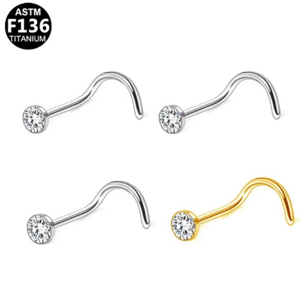 Classic Titanium Alloy Nose Studs Zirconia S Rod Piercing Jewelry Style Ball Pattern Universal Plating