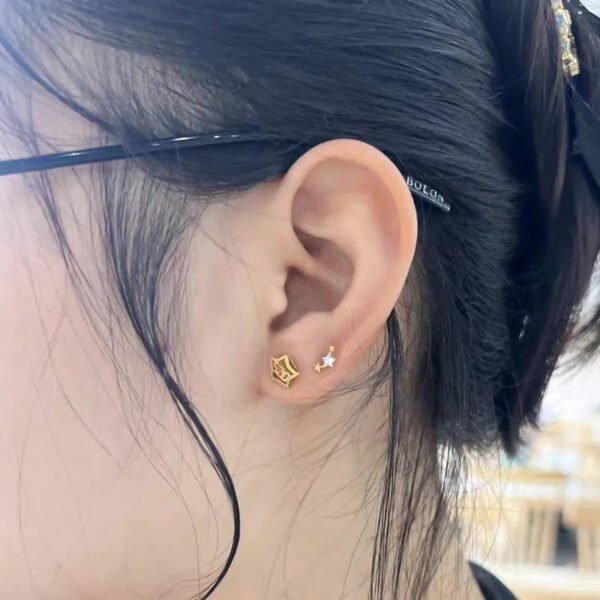 Titanium Alloy F136 Lip Studs Earrings Ear Bone Studs Zirconia Gemstone Geometric Pattern Unisex Body Piercing Jewelry