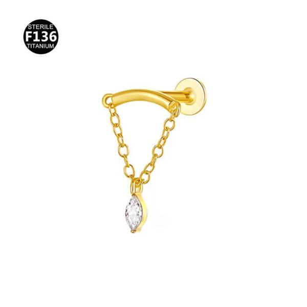 F136 Titanium, Alloy, Hidden Helix, Chain, Pendant, 0.9, Piercing Jewellery, Ear Cartridge, Stud, Lip, Vertical Labret, Flat Back, Drop, Earring, Unisex, Flower, Triangle.