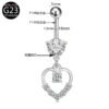 G23 Titanium, Belly Bar, White Gold Plated, Heart, Flower, Butterfly, Dangle, Navel, Barbell, Elegant, Banana Bar