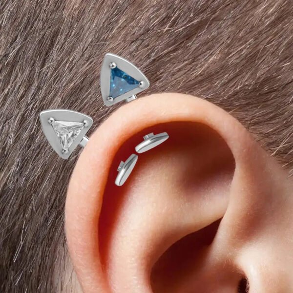 Binxes F136 Titanium Alloy Cat Ear Piercing Adorable Devil Ear Bone Studs Unisex Geometric Pattern Polished Finish Body Jewelry