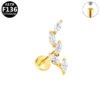 F136 Titanium, 14k Gold Plated, White Gold, Stud, Flat Back, Internal Thread, Lip, Ear, Cartlidge, Vertical Labret, Dangle, Elegant, Tree, Star, Leaves.