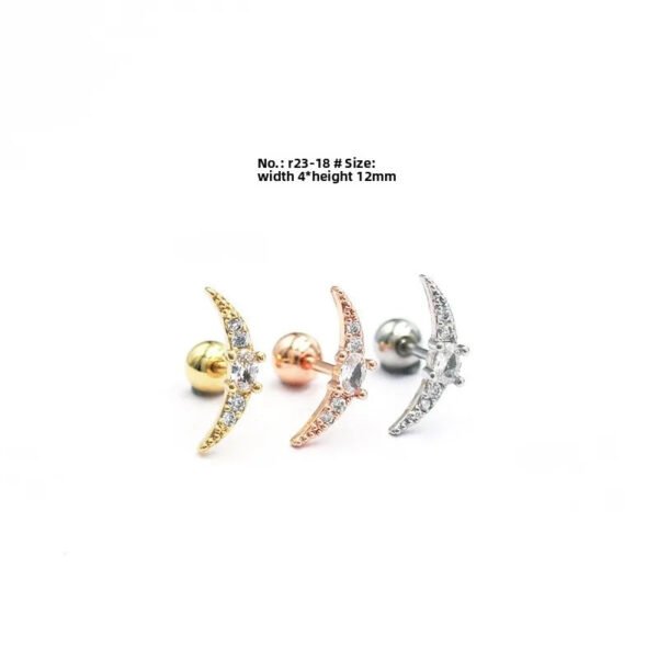 picture_9cfe51e8-2dd7-4ca2-a12b-df05ff98c327(2) New Style Minimalist Mini Micro Paved Crystal Moon Tooth Earrings Titanium Steel Wedding Jewelry Unisex Letter Number Text