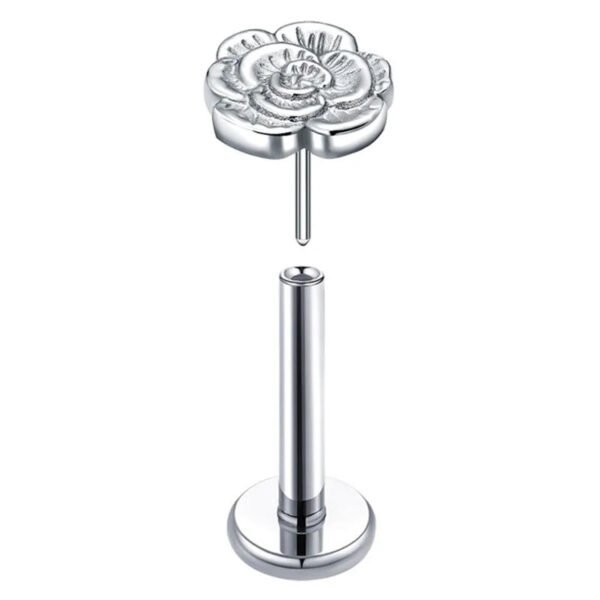Titanium Alloy G23 Rose Flower Lip Stud Ear Bone Stud Insert Pin Style Tongue Stud Nose Stud Direct From Factory Source