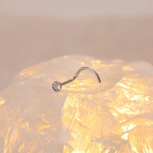 F136 Titanium Alloy, Nose, Stud, Piercing, Geometric, Dainty, Screw, Zirconia, 2.5mm