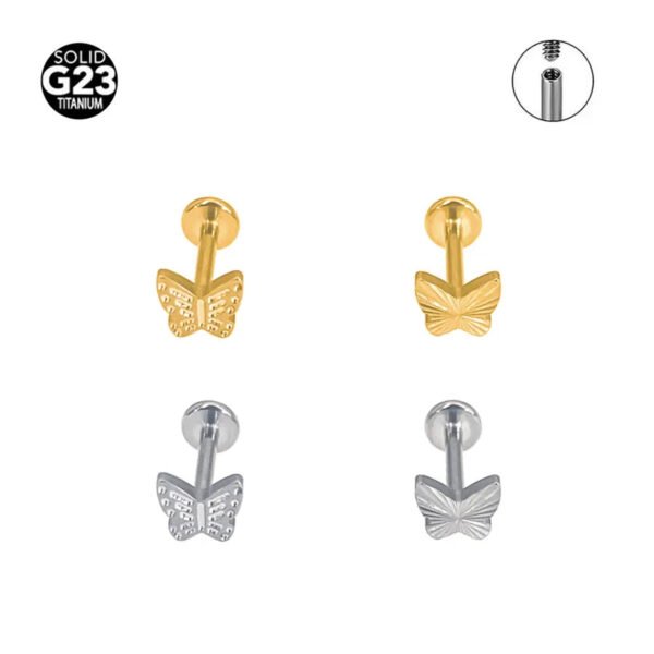 F136 Titanium Alloy, Butterfly, Knot, Heart Leaf, Star, Ear Cartridge, Lip, Stud, Vertical Labret, Geometric, Body Piercing Jewellery.