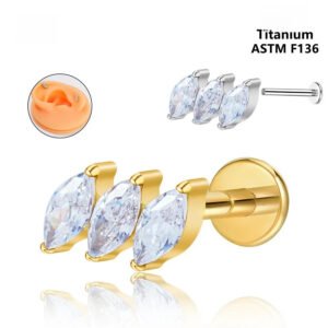 Metal Titanium Butterfly Flat Tongue Piercing and Ear Stud Jewelry G23 Titanium Coated Lip Piercing Women's Fashion Internal Piercing