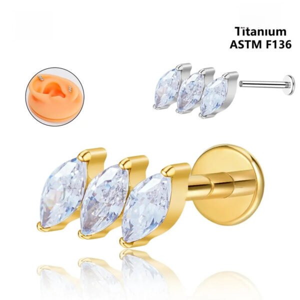 picture_a12595c0-6a61-4f8a-b433-9edc7a7ec84b(2) Metal Titanium Butterfly Flat Tongue Piercing and Ear Stud Jewelry G23 Titanium Coated Lip Piercing Women's Fashion Internal Piercing