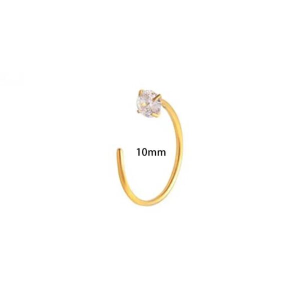 G23/F136 Titanium Alloy Inlaid Zircon C-Shaped 0.8mm Coil Nose Ring Cartilage Earrings Piercing Jewelry