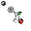G23 Titanium, Alloy, Flat Back, Piercing Jewellery, Earring, Cherry, Blossom, Butterfly, Elegant Cute Classic, Lip, Stud, Ear Cartridge, Internal Thread