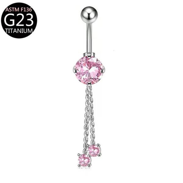 Implant Grade Titanium Flower Heart Dangly Belly Bar – Dainty Zirconia Navel Piercing, Hypoallergenic & Stylish