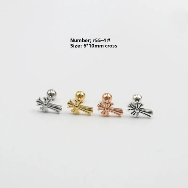 Sleeping Non-Removable Simple Plain Mini Cross Ear Studs Threaded Ball Earrings Titanium Steel Geometric Pattern Wedding Jewelry For Women