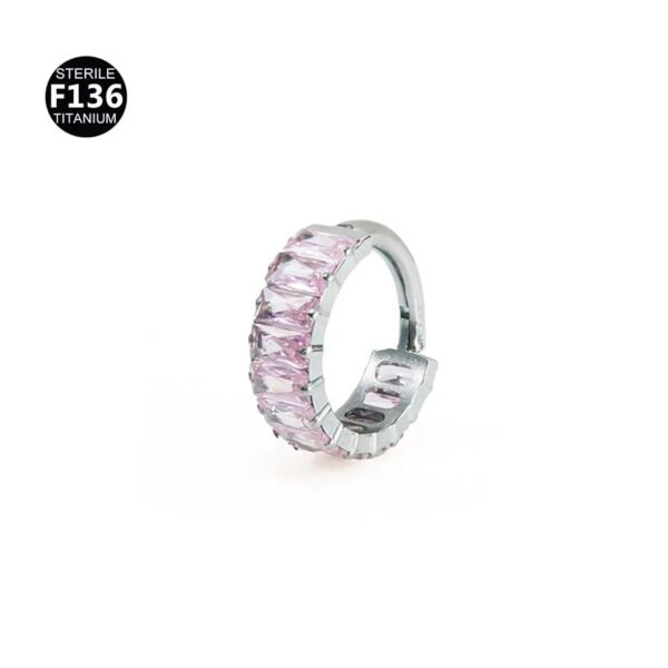 F136 Titanium Alloy, Ear, Hoop, Stud, Rainbow, Ice, Sugar, Ring, Geometric, Zirconia