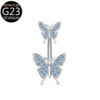 Implant Grade Titanium Flower Heart Dangly Belly Bar – Dainty Zirconia Navel Piercing, Hypoallergenic & Stylish
