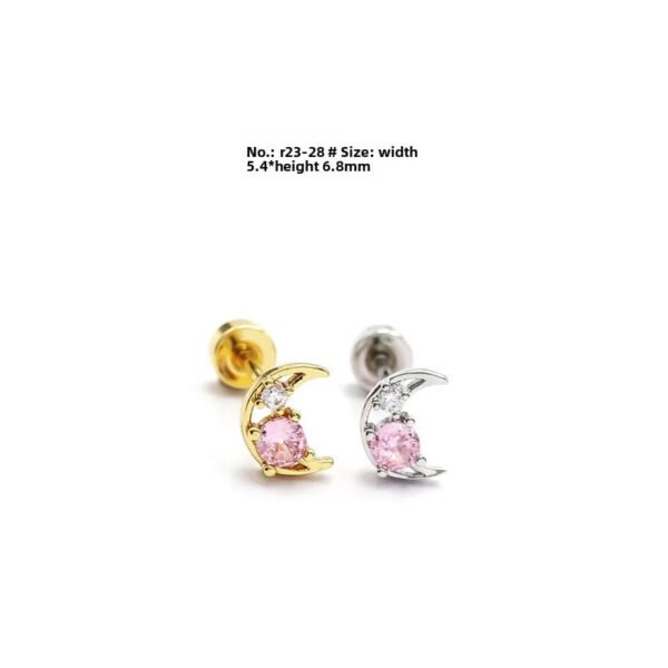 picture_a6eda181-4180-487b-ae2d-18d221b2d687(2) New Style Minimalist Mini Micro Paved Crystal Moon Tooth Earrings Titanium Steel Wedding Jewelry Unisex Letter Number Text