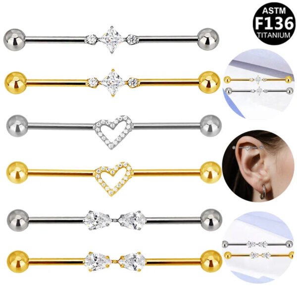 Fashionable Heart/Butterfly F136 Piercing Ear Bridge Trendy Titanium Alloy Male Female Universal Ear Studs