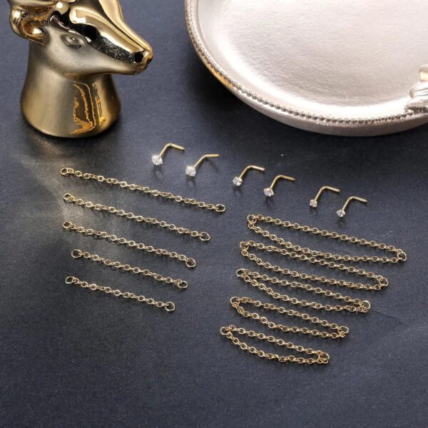 Titanium Alloy Double Layer Chain Nose Ring Ear Piercing DIY Body Jewelry Geometric Pattern Handmade Design Unisex Fashion