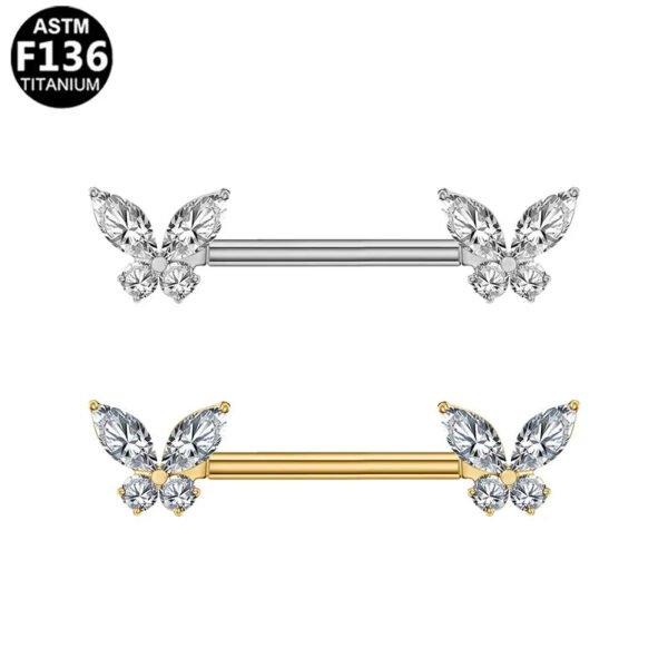 picture_a857336d-bec2-4a08-8a8a-068569472ed3(2) Butterfly Heart Shaped Titanium Alloy Piercing Set With Zirconia Stones Fashionable Style Chest Decorations