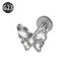 G23 Titanium Trendy Tulip Gold Steel Color Flat Back Pierced Earrings Butterfly Windmill Inlaid Zircon Elegant Romantic Jewelry Lip Stud Earrings