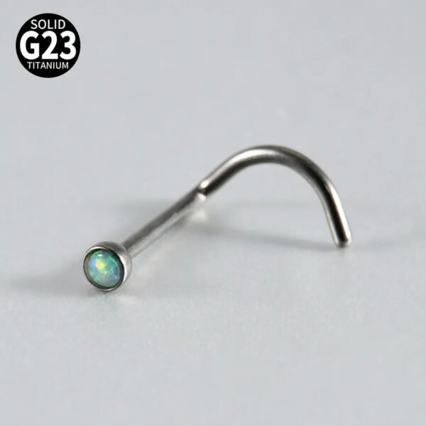 G23 Titanium, Screw, S Shape, Nose, Stud, Ring, Inlay Opal, Zircon, Colourful.
