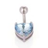 1Pcs Fashion Zircon Navel Ring Stainless Steel Heart Round Claw Shaped Shiny Navel Ring Navel Button Body Piercing Jewelry