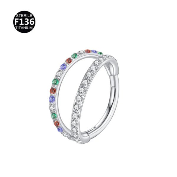 Titanium Alloy Nose Ring Earring With Embedded Zirconia Inner Diameter 6/8/10/12mm Unisex Geometric Pattern Wedding Birthday Jewelry