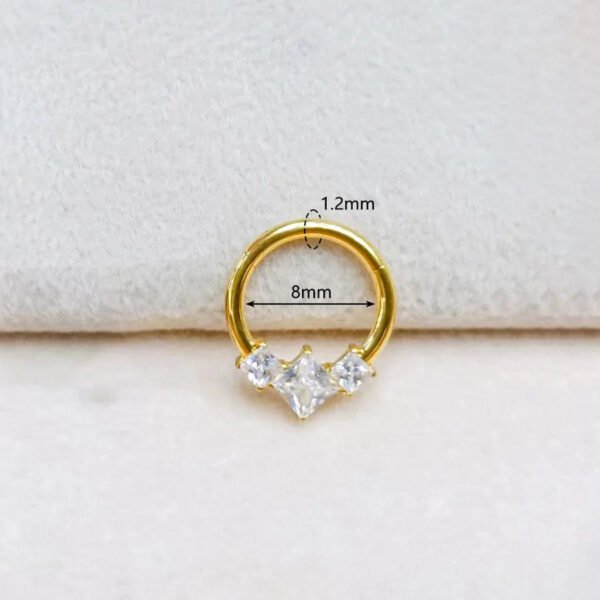 Titanium Alloy Double Layer Seamless Punk Zircon Nose Stud Round Earrings Piercing Jewelry For Men And Women
